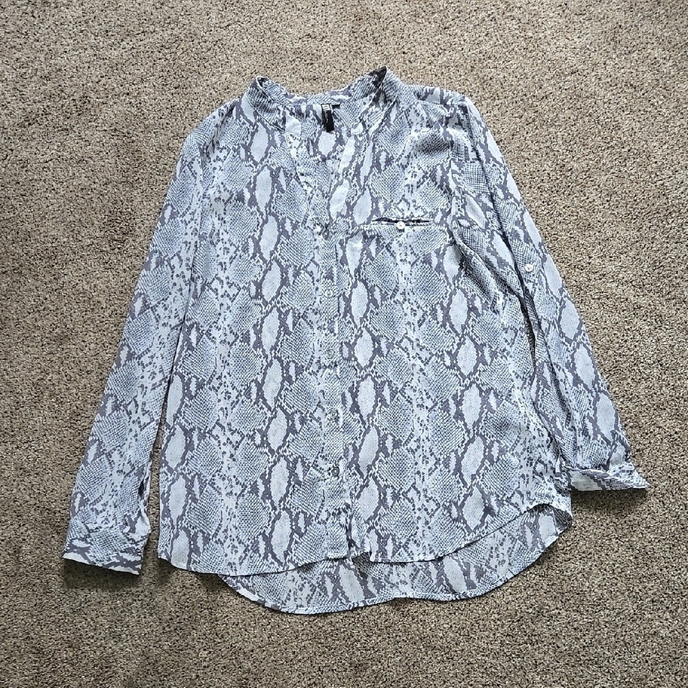 Kut from Kloth Gray Snake Print Women's Top, Size